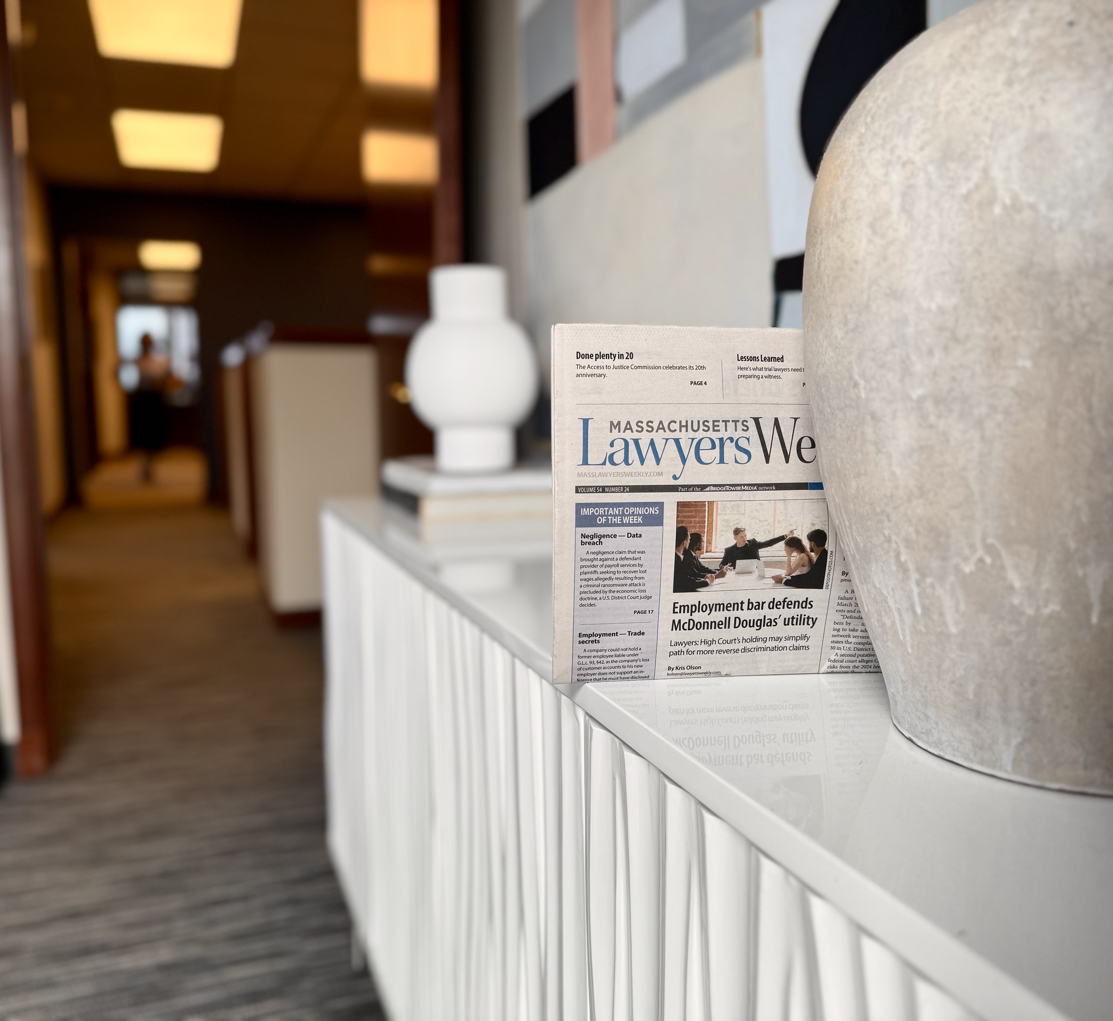 Massachusetts Lawyers Weekly newspaper in the office